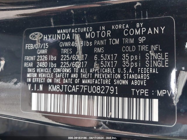Hyundai TUCSON GLS 2015 KM8JTCAF7FU082791 Image 9