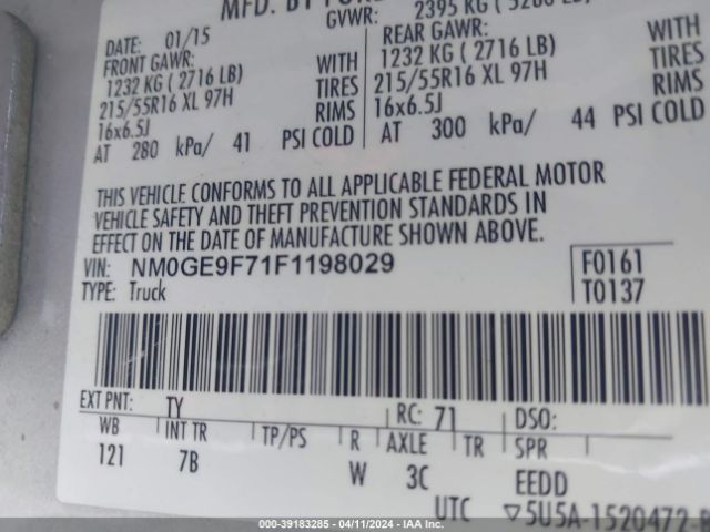 NM0GE9F71F1198029 Ford Transit Connect Xlt