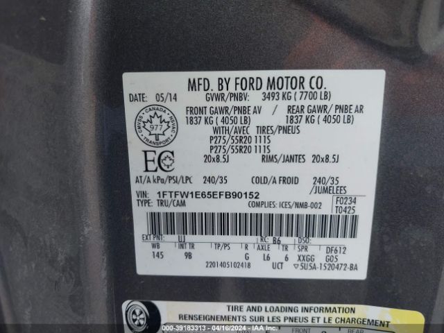 1FTFW1E65EFB90152 Ford F-150 Platinum