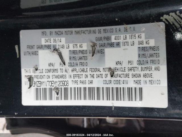 3MZBM1V70EM120908 Mazda Mazda3 I Touring