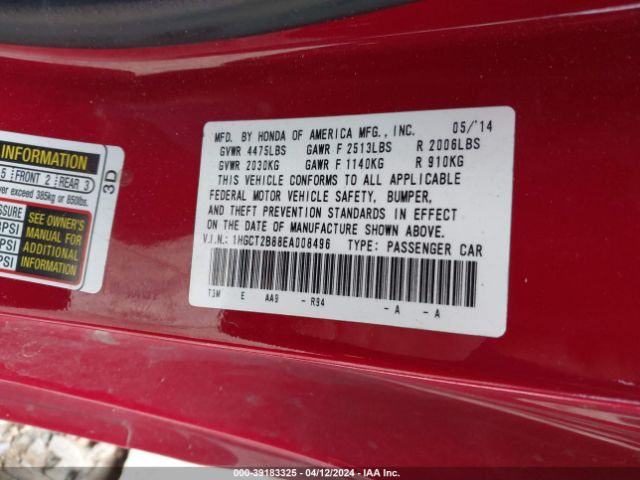 1HGCT2B88EA008496 Honda Accord Ex-l V-6