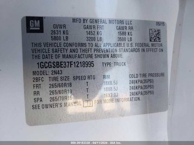 Chevrolet Colorado Lt 2015 1GCGSBE37F1218995 Image 9