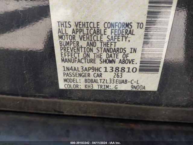 Nissan Altima 2.5 Sl 2017 1N4AL3AP9HC138810 Image 9