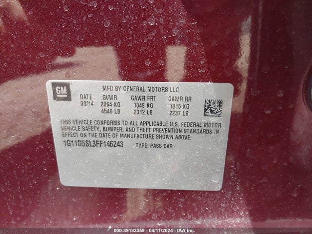 Chevrolet MALIBU 2LT 2015 1G11D5SL3FF146243 Image 9
