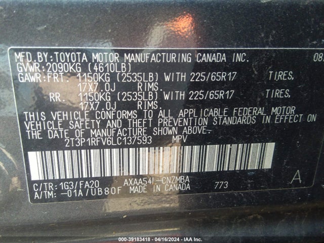 Toyota Rav4 Xle 2020 2T3P1RFV6LC137593 Image 9