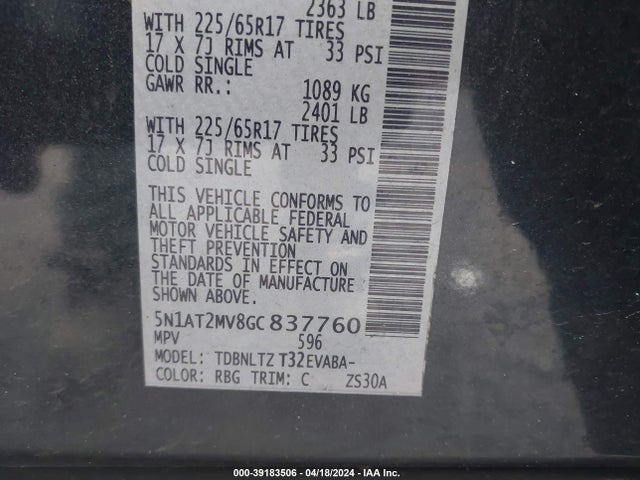 Nissan ROGUE SV 2016 5N1AT2MV8GC837760 Image 9