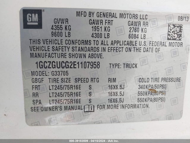 Chevrolet Express 3500 Work Van 2014 1GCZGUCG2E1107958 Image 9