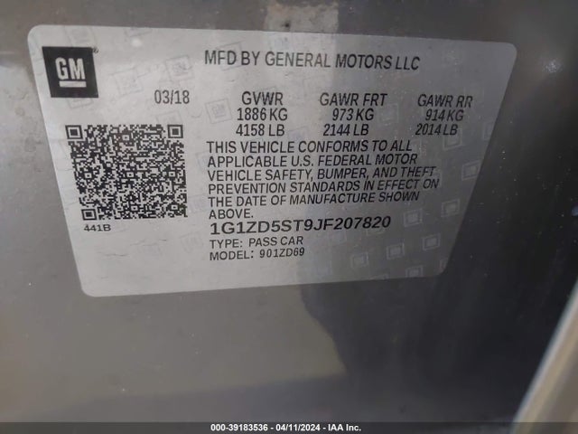 Chevrolet MALIBU LT 2018 1G1ZD5ST9JF207820 Image 9