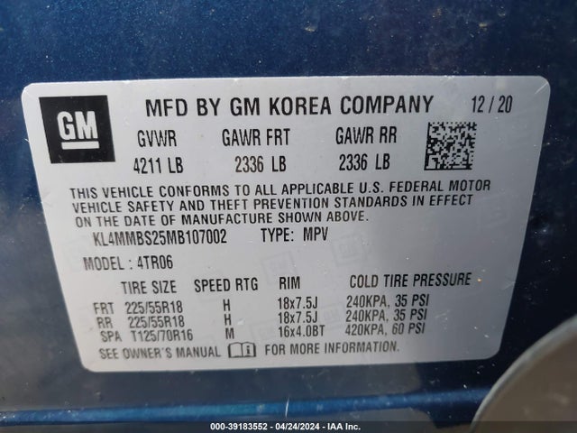 KL4MMBS25MB107002 Buick Encore Gx Fwd Preferred