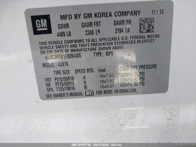 Buick Encore Premium 2015 KL4CJHSB1FB094405 Image 9