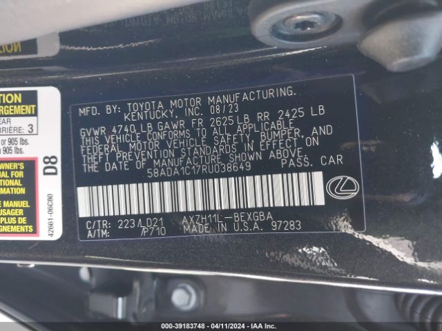 58ADA1C17RU038649 Lexus ES 300H