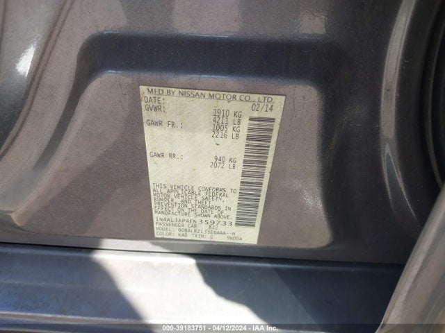 Nissan Altima 2.5 S 2014 1N4AL3AP4EN359733 Image 9