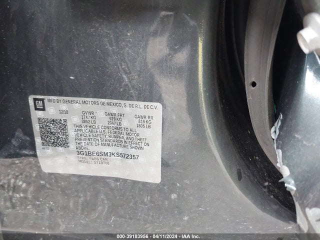Chevrolet CRUZE LT 2019 3G1BE6SM3KS572357 Image 9
