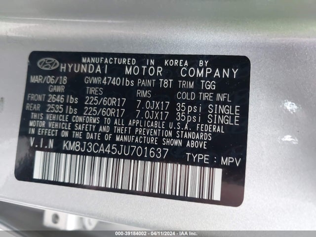 Hyundai TUCSON SEL 2018 KM8J3CA45JU701637 Image 9