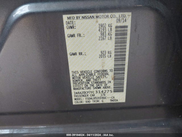 Nissan LEAF S 2015 1N4AZ0CP7FC314275 Image 9