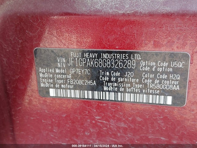 Subaru Impreza 2.0i Limited 2016 JF1GPAK68G8326289 Image 9