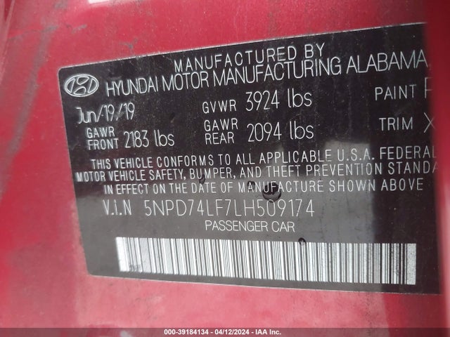 Hyundai ELANTRA SE 2020 5NPD74LF7LH509174 Image 9