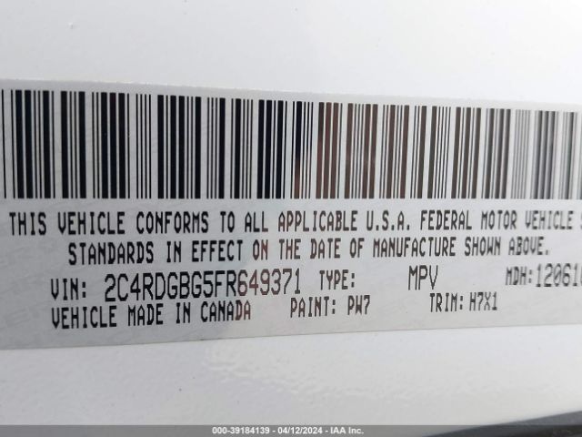 2C4RDGBG5FR649371 Dodge Grand Caravan American Value Pkg