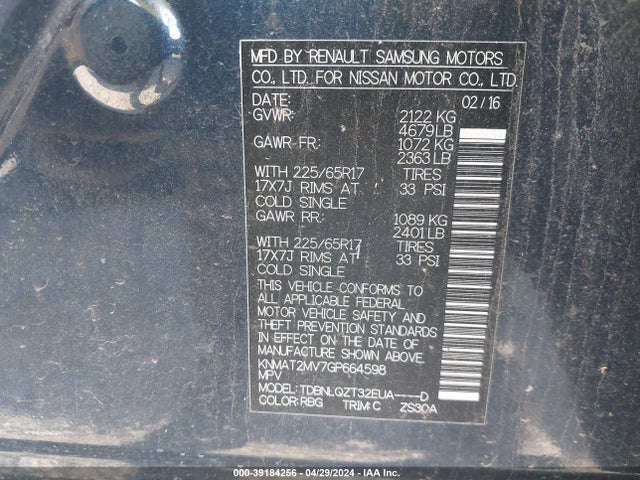 Nissan ROGUE SV 2016 KNMAT2MV7GP664598 Image 9