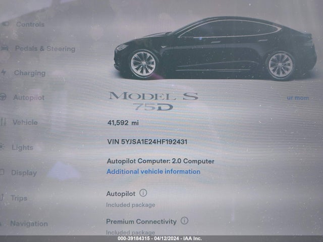 5YJSA1E24HF192431 Tesla Model S 100d/60d/75d/90d/p100d