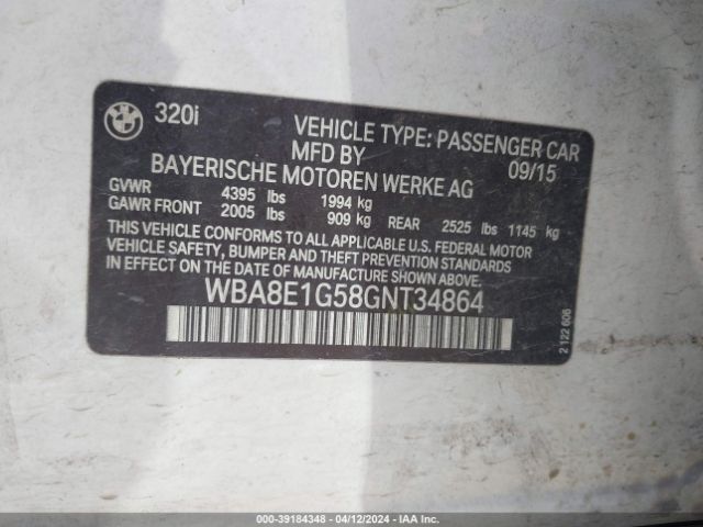 WBA8E1G58GNT34864 BMW 320i
