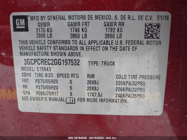 Chevrolet Silverado 1500 1lt 2016 3GCPCREC2GG197532 Image 9