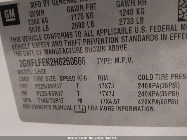 Chevrolet EQUINOX LT 2017 2GNFLFEK2H6260666 Image 9