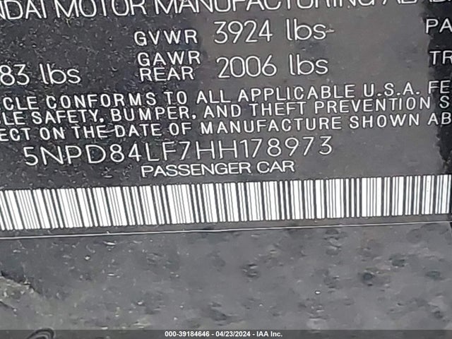 Hyundai ELANTRA SE 2017 5NPD84LF7HH178973 Image 9