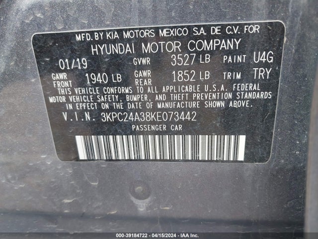 Hyundai ACCENT SE 2019 3KPC24A38KE073442 Image 9