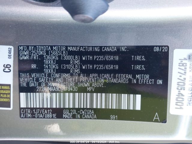 2T2AZMAA9LC179430 Lexus RX 350
