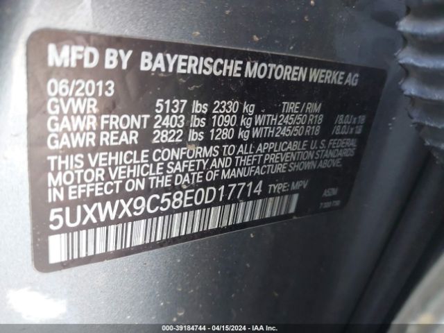 5UXWX9C58E0D17714 BMW X3 Xdrive28i