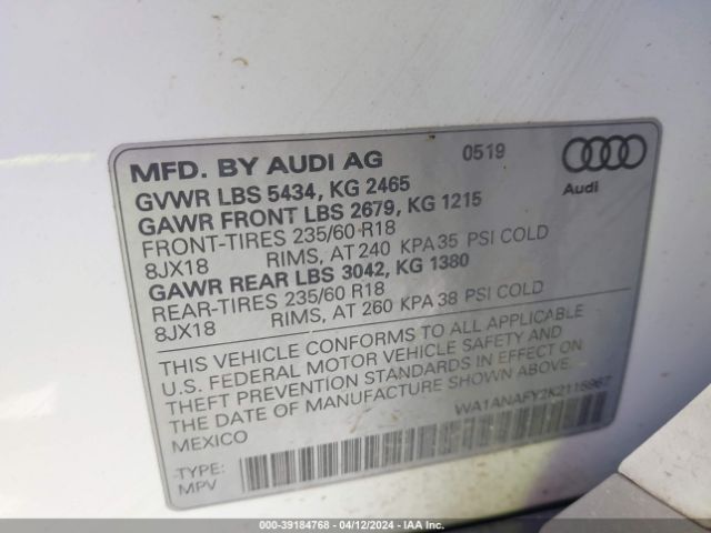 WA1ANAFY2K2115967 Audi Q5 45 Premium