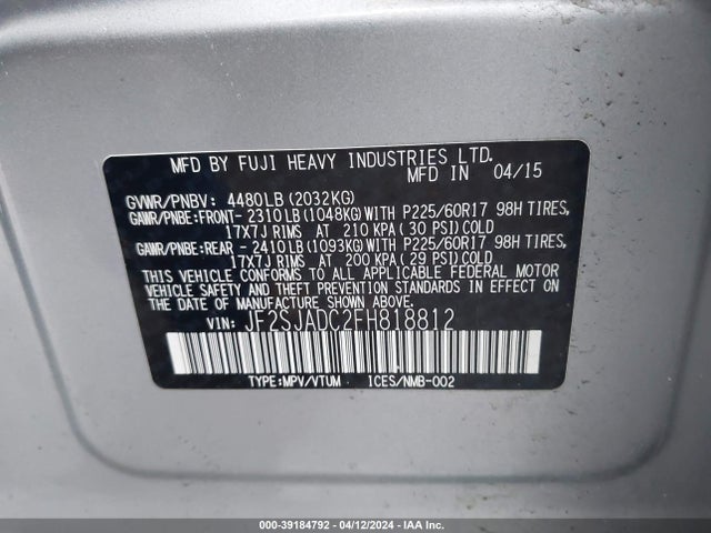 Subaru Forester 2.5i Premium 2015 JF2SJADC2FH818812 Image 9