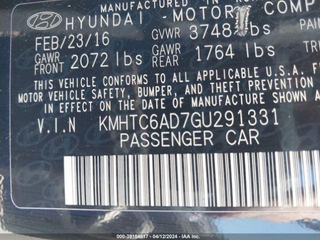 KMHTC6AD7GU291331 Hyundai Veloster