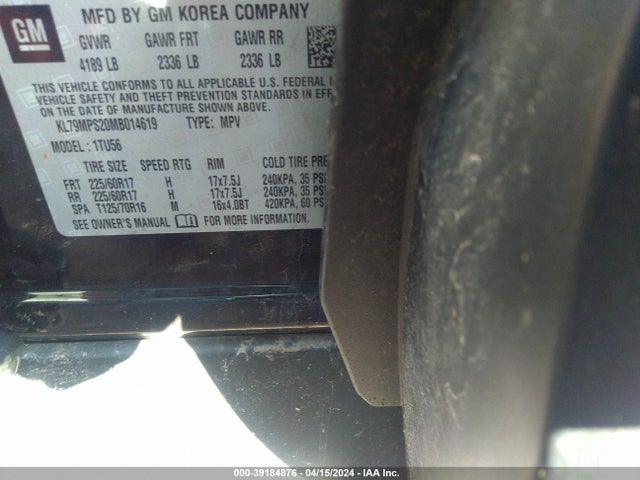 Chevrolet Trailblazer Fwd Lt 2021 KL79MPS20MB014619 Image 9