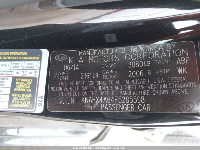KIA FORTE LX 2015 KNAFX4A64F5285598 Image 9