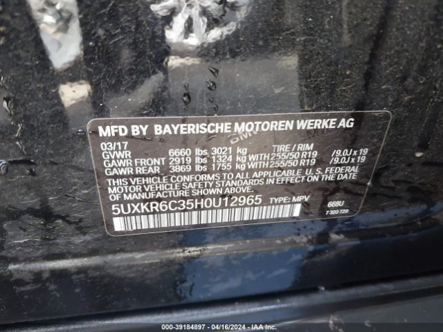 5UXKR6C35H0U12965 BMW X5 Xdrive50i