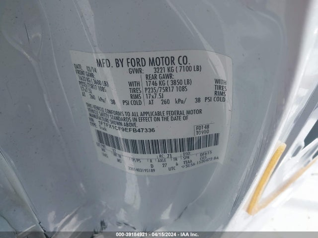 Ford F-150 Xlt 2014 1FTFX1CF9EFB47336 Image 9