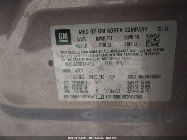 KL4CJGSB6FB114819 Buick Encore Leather