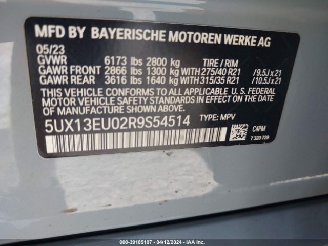 5UX13EU02R9S54514 BMW X5 Sdrive40i