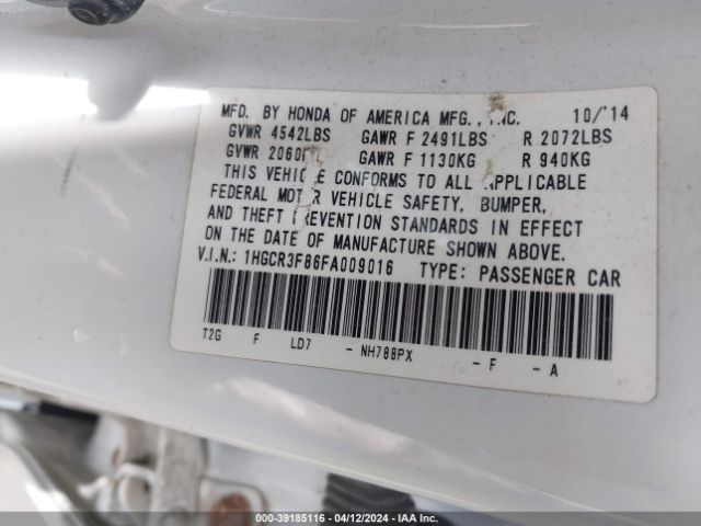 1HGCR3F86FA009016 Honda Accord Ex-l V-6