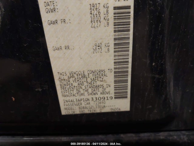 Nissan Altima 2016 1N4AL3AP1GN330919 Image 9