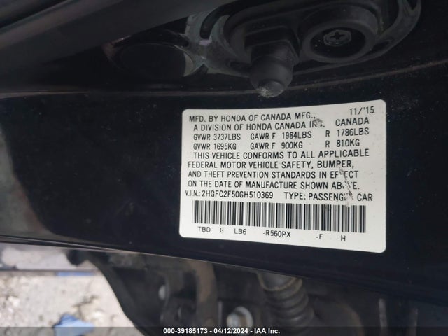 Honda Civic Lx 2016 2HGFC2F50GH510369 Image 9