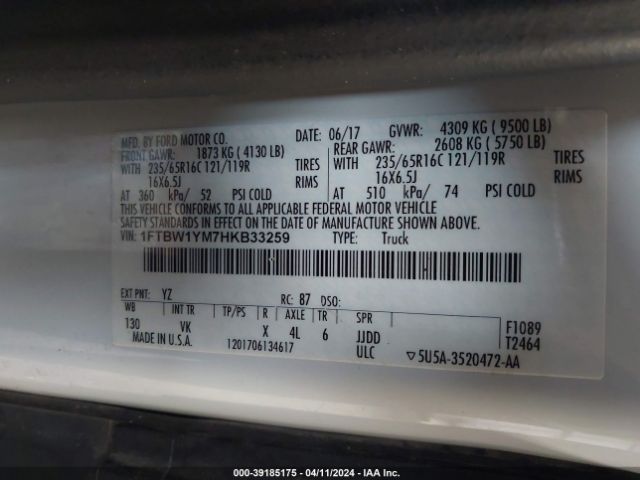 1FTBW1YM7HKB33259 Ford Transit-350