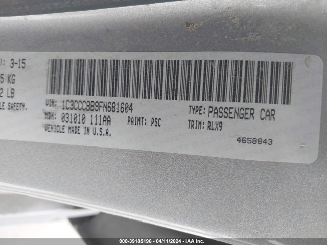 1C3CCCBB9FN681604 Chrysler 200 S