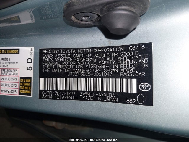 Toyota Prius V Two 2017 JTDZN3EU5HJ061047 Image 9