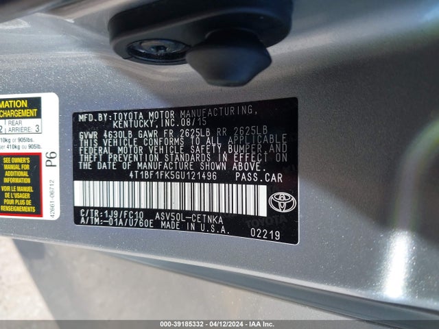 Toyota CAMRY LE 2016 4T1BF1FK5GU121496 Image 9
