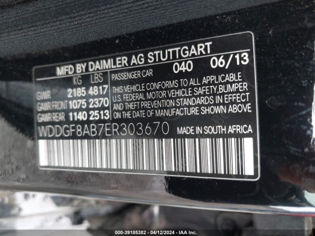 WDDGF8AB7ER303670 Mercedes-Benz C 300