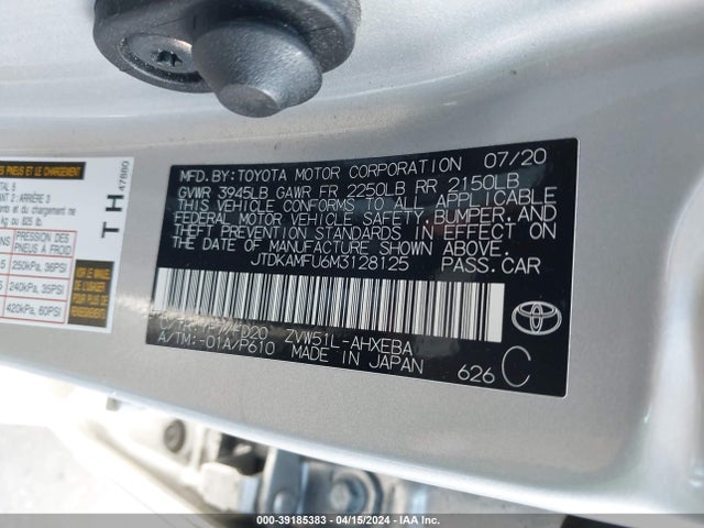 Toyota Prius Le 2021 JTDKAMFU6M3128125 Image 9