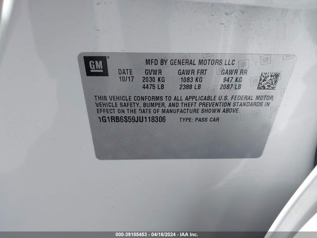 Chevrolet Volt Premier 2018 1G1RB6S59JU118306 Image 9